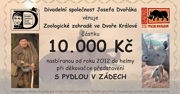 Josef Dvořák předal ZOO Dvůr Králové šek na 10000 Kč